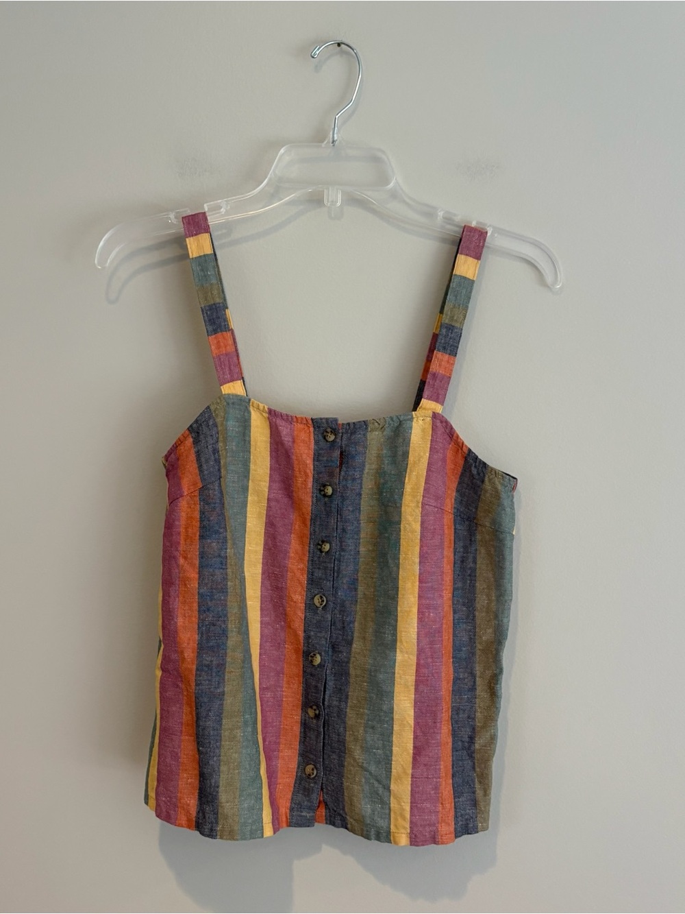 Madewell Rainbow Stripe Button Front Cami Tank Top Size XS